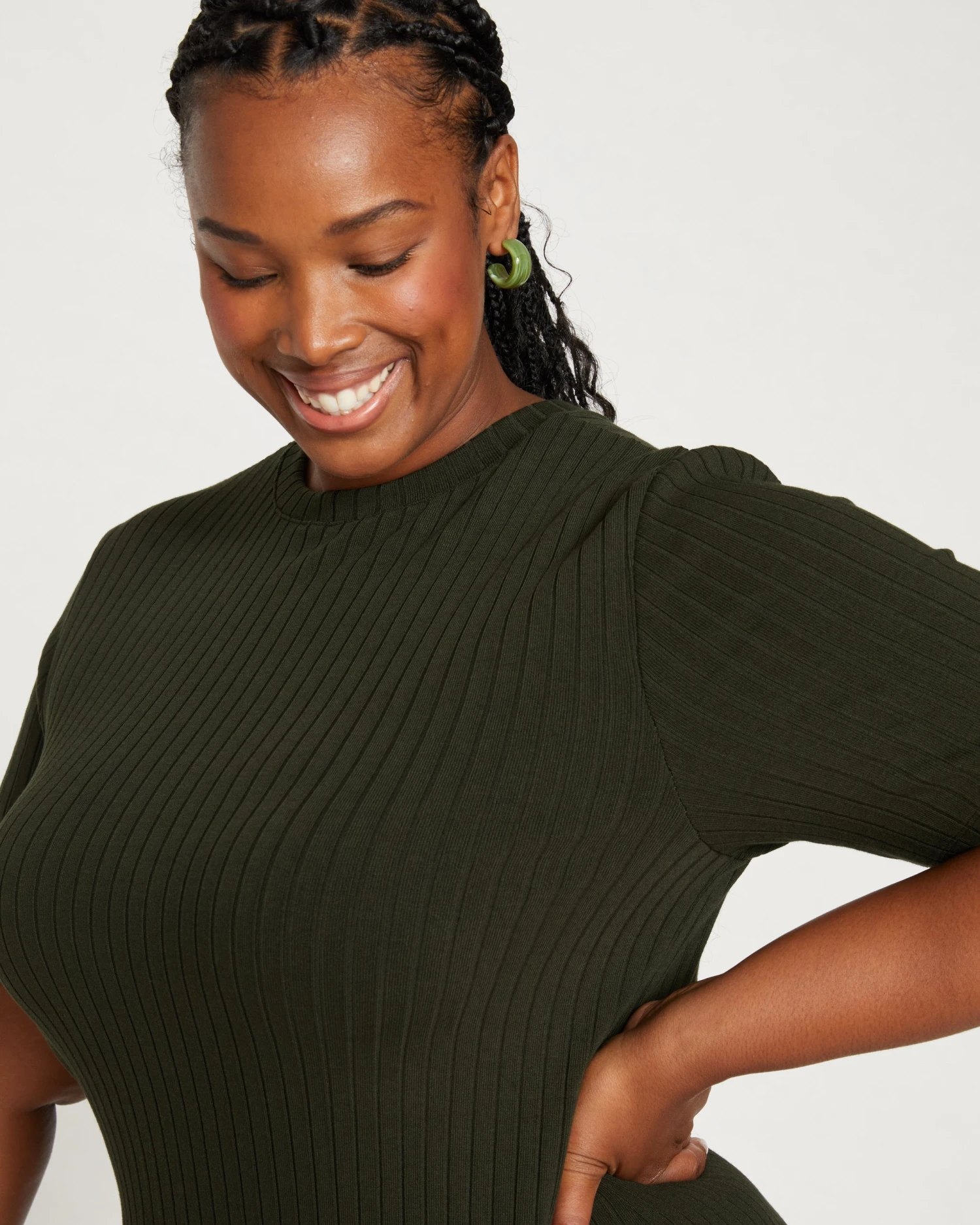 Aspen Rib T-Shirt Dress - Evening Forest 2 Aspen Rib T-Shirt Dress - Evening Forest - Image 2