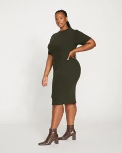 Aspen Rib T-Shirt Dress - Evening Forest 9 Aspen Rib T-Shirt Dress - Evening Forest -ChicLuxe Store Ribbed Dress Dark Forest USDR1428 591 003 020 2048x