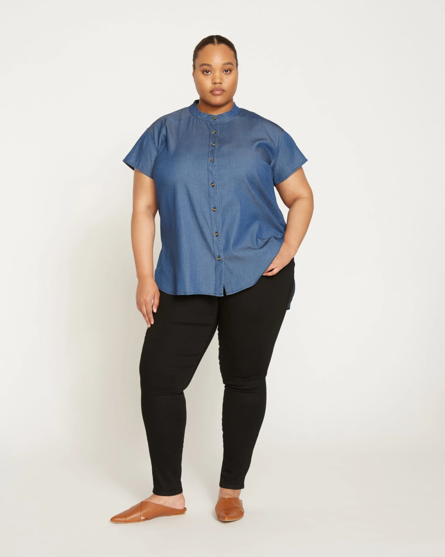 Perfect Chambray Short Sleeve Shirt - Midnight Blue - Image 6