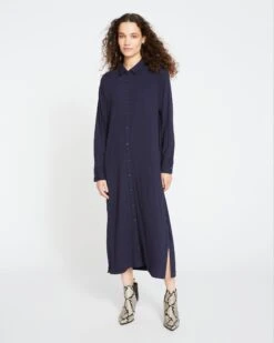 Sally Liquid Jersey Shirt Dress - Midnight