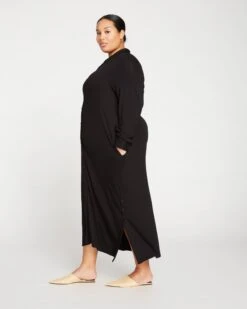 Sally Liquid Jersey Shirt Dress - Black -ChicLuxe Store Sally Liquid Jersey Shirt Dress Black USDR0779 001 003 074 2048x