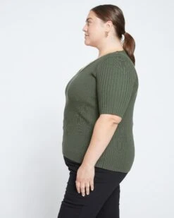 Cool Knit Sweater Top - Evening Forest -ChicLuxe Store Scoop Neck Sweater Dark Forest USSW1472 591 003 010 2048x