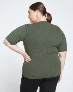 Cool Knit Sweater Top - Evening Forest -ChicLuxe Store Scoop Neck Sweater Dark Forest USSW1472 591 004 018 2048x