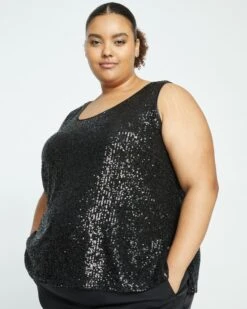 Zelda Sequin Tank - Black 13 Zelda Sequin Tank - Black -ChicLuxe Store Sequin Tank Black L USTO1373B 001 001 002 2048x