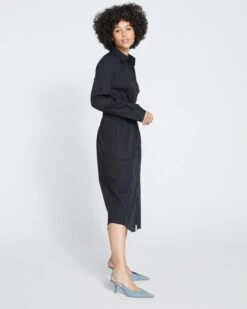 Hamptons Smocked Shirtdress - Black -ChicLuxe Store Shirtdress with Smocking Black USDR1362 001 003 020 2048x