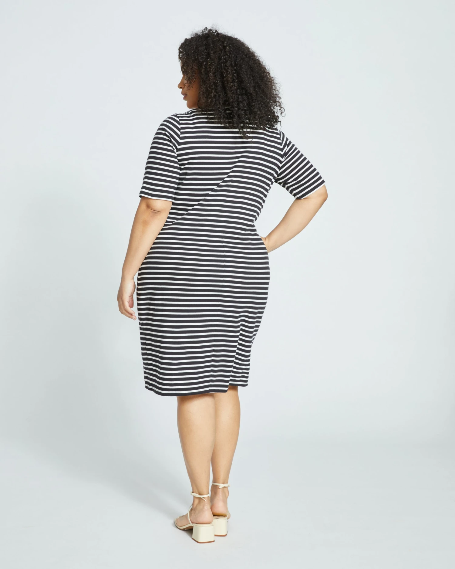 Belle Breton-Stripe Compact Jersey Dress - Black/White - Image 4