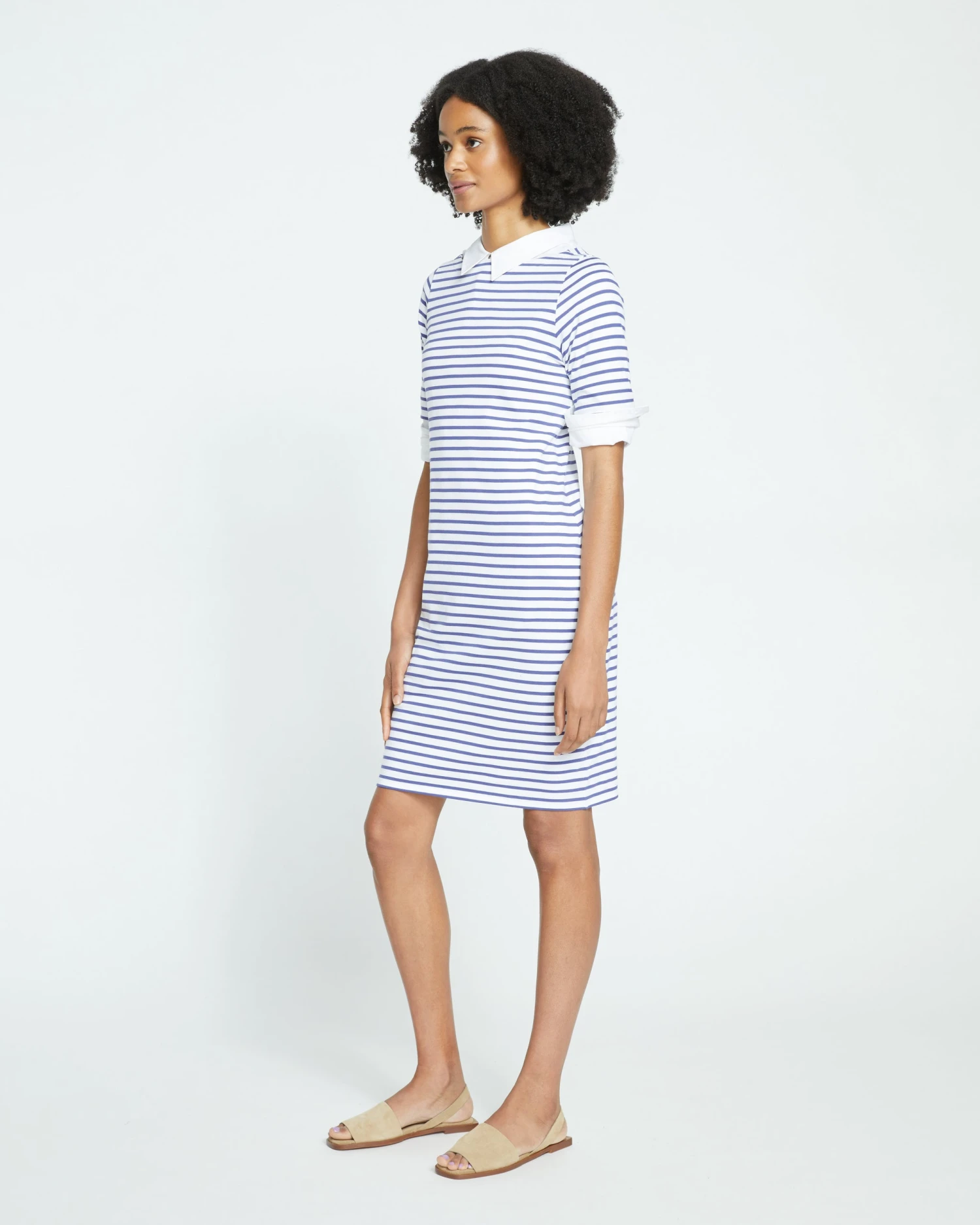 Belle Breton-Stripe Compact Jersey Dress - White/Navy Stripe 3 Belle Breton-Stripe Compact Jersey Dress - White/Navy Stripe - Image 3