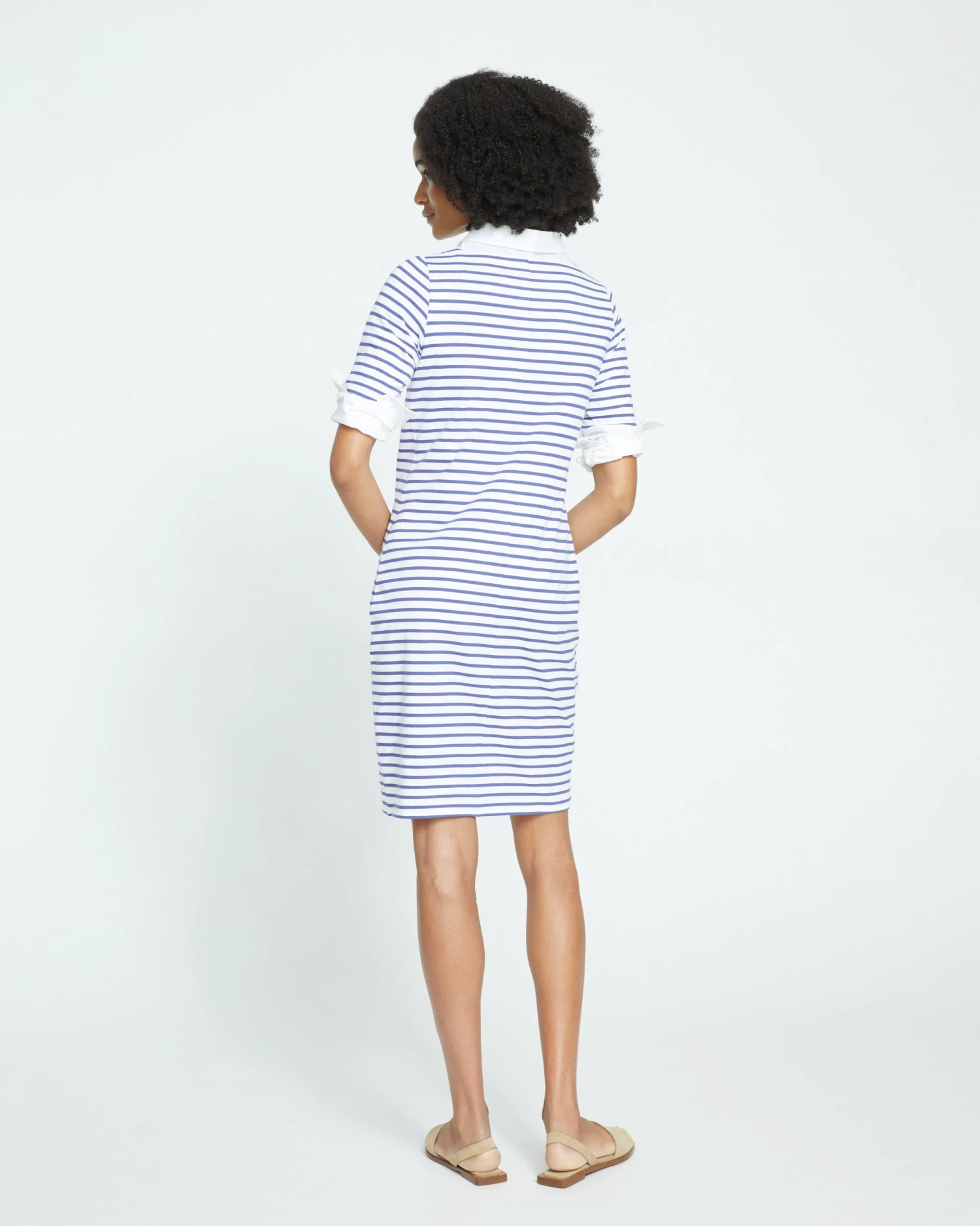 Belle Breton-Stripe Compact Jersey Dress - White/Navy Stripe 4 Belle Breton-Stripe Compact Jersey Dress - White/Navy Stripe - Image 4