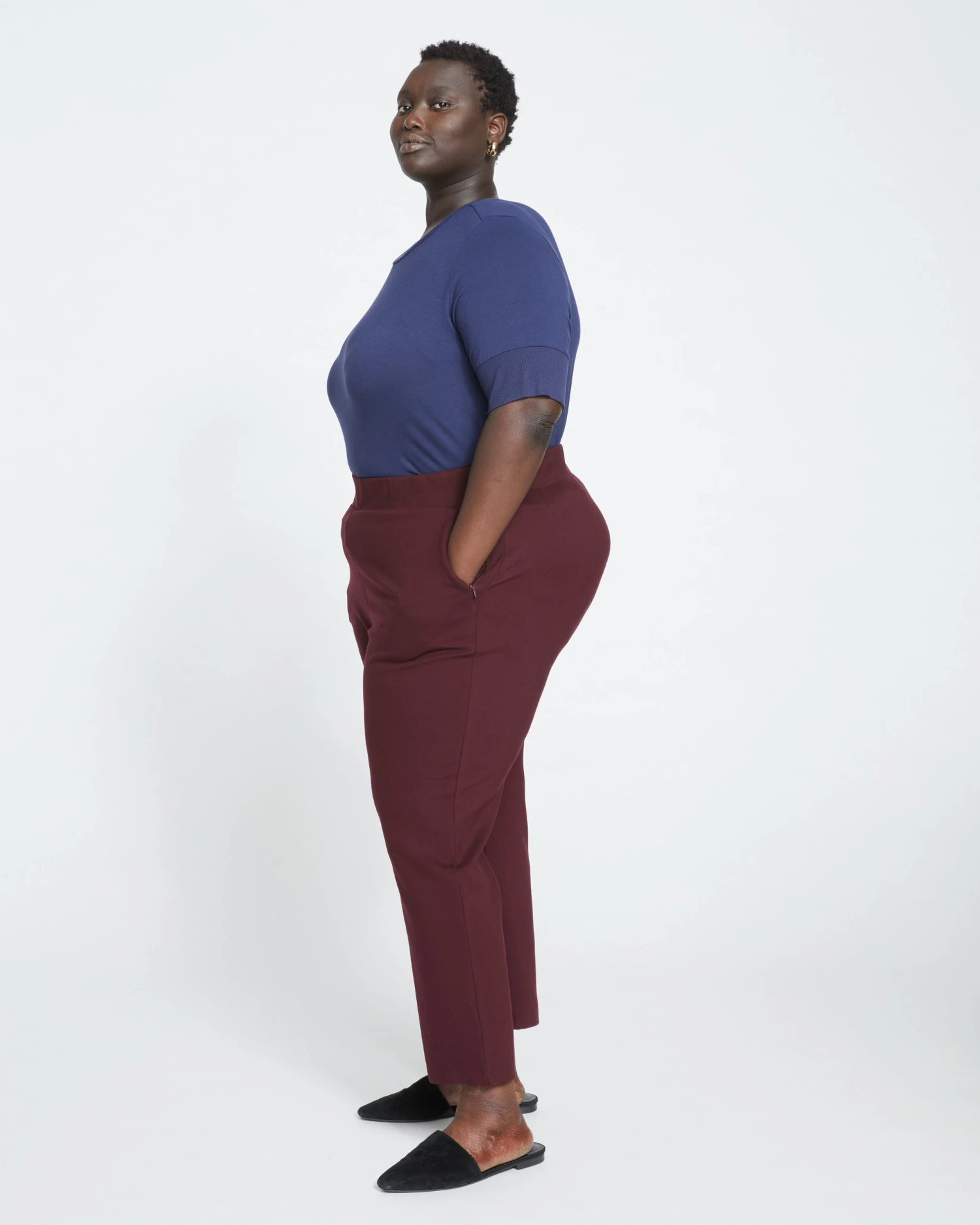 Smart Signature Ponte Pants - Black Cherry - Image 3