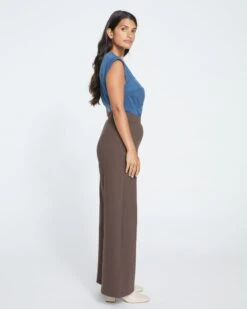 Stephanie Wide Leg Ponte Pants - Earth -ChicLuxe Store Stephanie Wide Leg Pants 30 Inch Seal Brown USPA1217 585 003 010 2048x