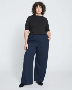 Stephanie Wide Leg Ponte Pants - Navy