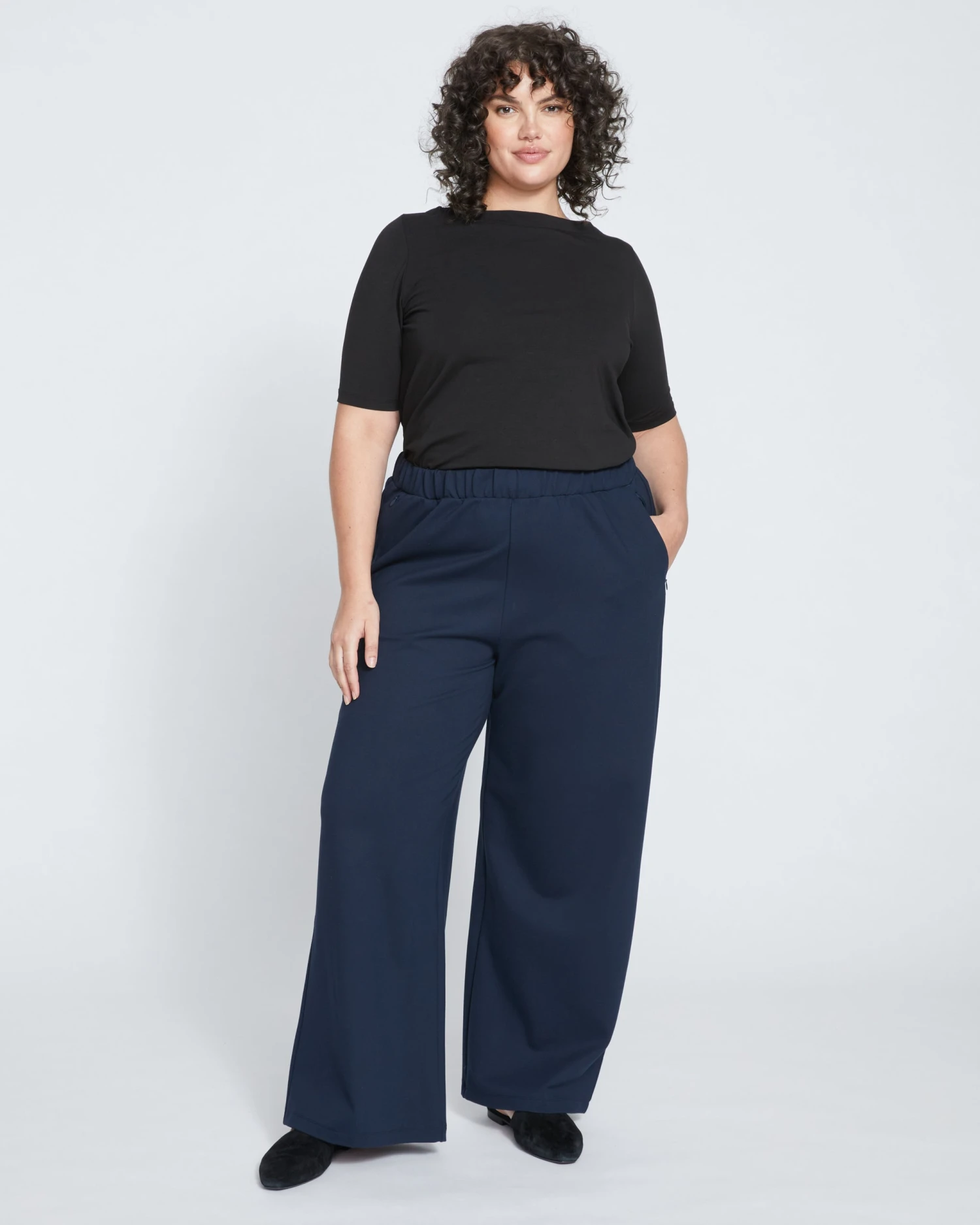 Stephanie Wide Leg Ponte Pants - Navy 1 Stephanie Wide Leg Ponte Pants - Navy
