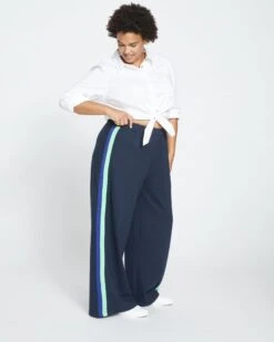 Stephanie Wide Leg Stripe Ponte Pants 30 Inch - Navy With Absinthe/Navy Stripe -ChicLuxe Store Stephanie Wide Leg Stripe Pants 30 Inch Navy Absinthe green Navy blue USPA0553 625 003 019 2048x