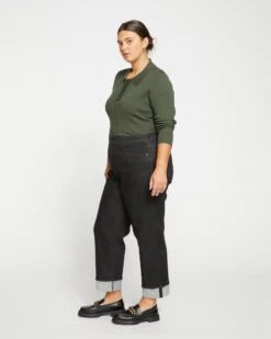 Stevie High Rise Cuffed Straight Leg Jeans - Black Selvedge -ChicLuxe Store Stevie High Rise Cuffed Straight Leg Jeans Black Selvedge USPA0825CB 614 003 015 2048x