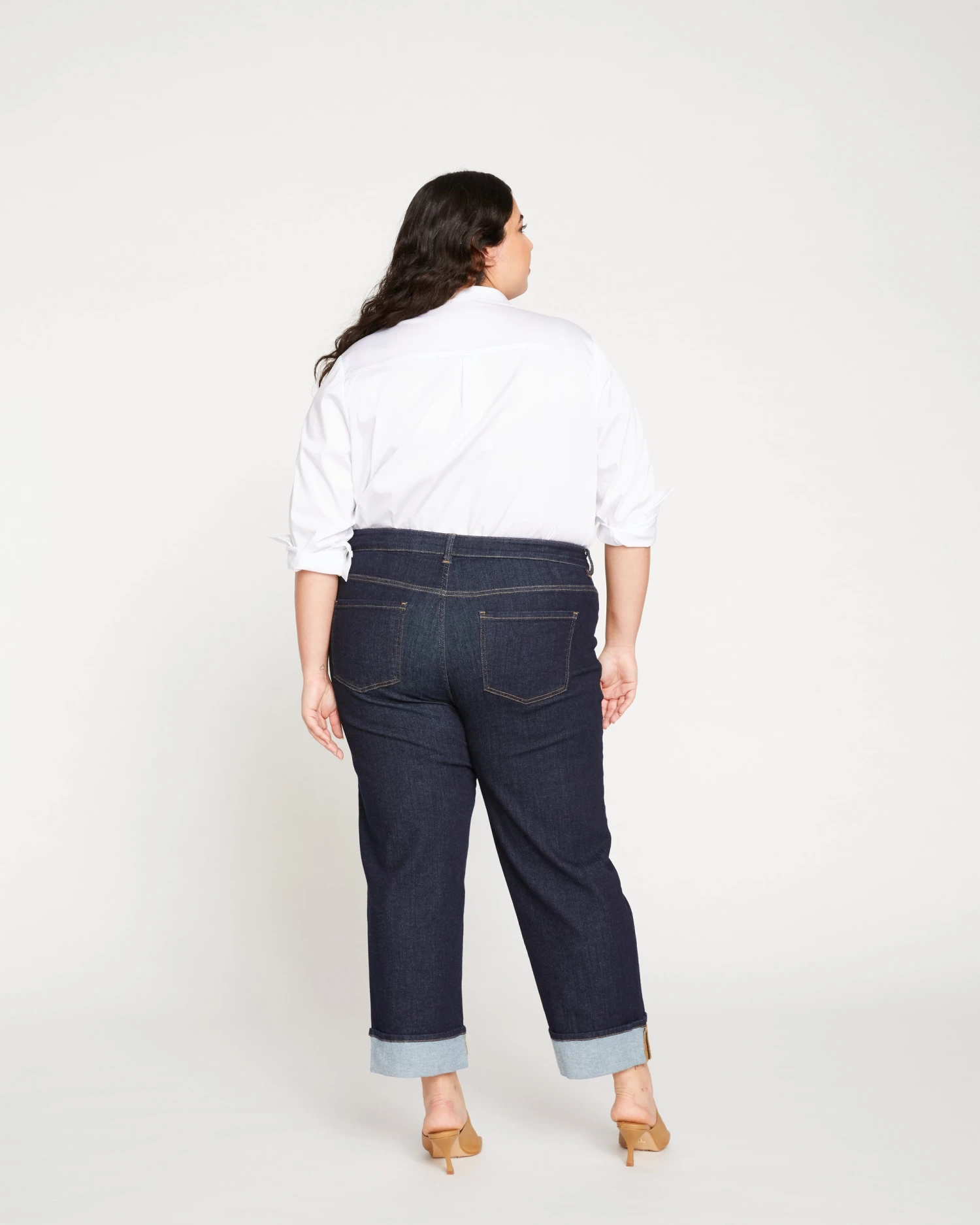 Stevie High Rise Cuffed Straight Leg Jeans - Vintage Indigo Selvedge - Image 6