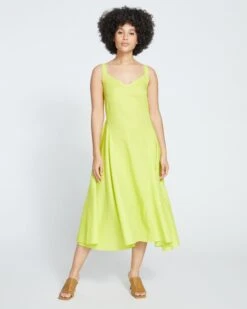 Sunshower Flowy Linen Dress - Bright Melon