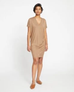 Teresa Liquid Jersey V-Neck Dress - Malt Ball