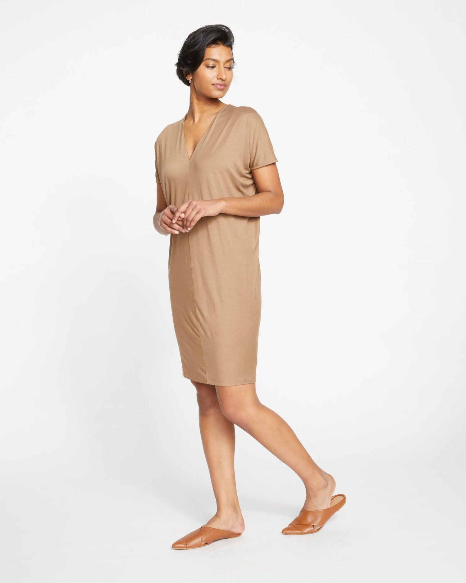Teresa Liquid Jersey V-Neck Dress - Malt Ball - Image 3