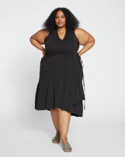 Tiered Twirl Wrap Dress - Black