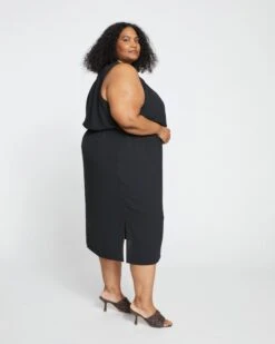 Isola Crinkle Crepe Dress - Black -ChicLuxe Store Tunnel Neck Cami Dress Black USDR1157 001 003 018 2048x