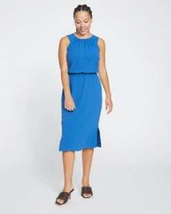 Isola Crinkle Crepe Dress - Admiral Blue