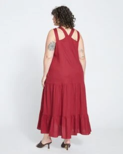 Begonia Tiered Linen Dress - Cabernet -ChicLuxe Store Updated Linen Tiered Dress Cabernet USDR1378 404 004 019 2048x