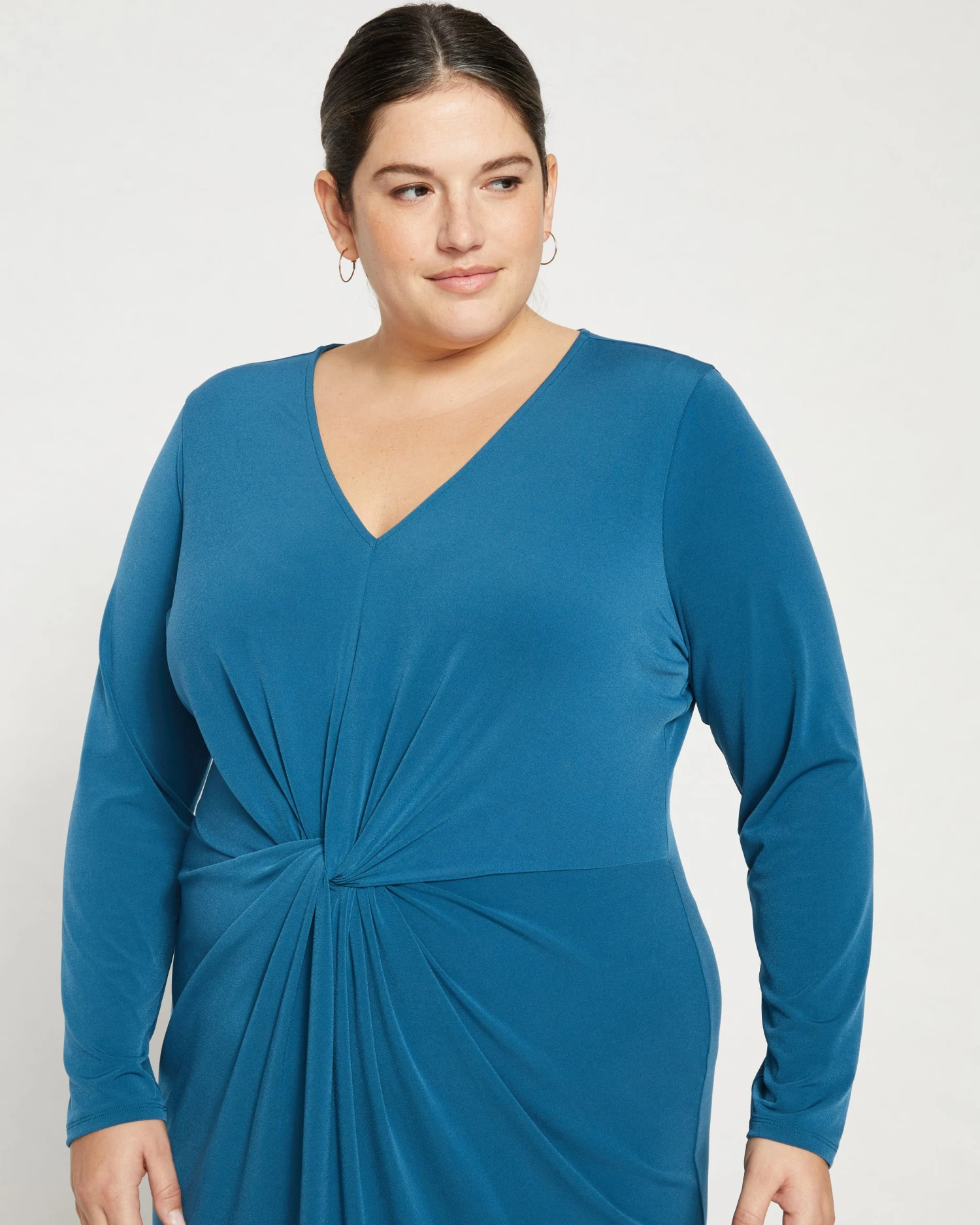 Velvety-Cool Jersey Twist Dress - Midnight Rain 2 Velvety-Cool Jersey Twist Dress - Midnight Rain - Image 2