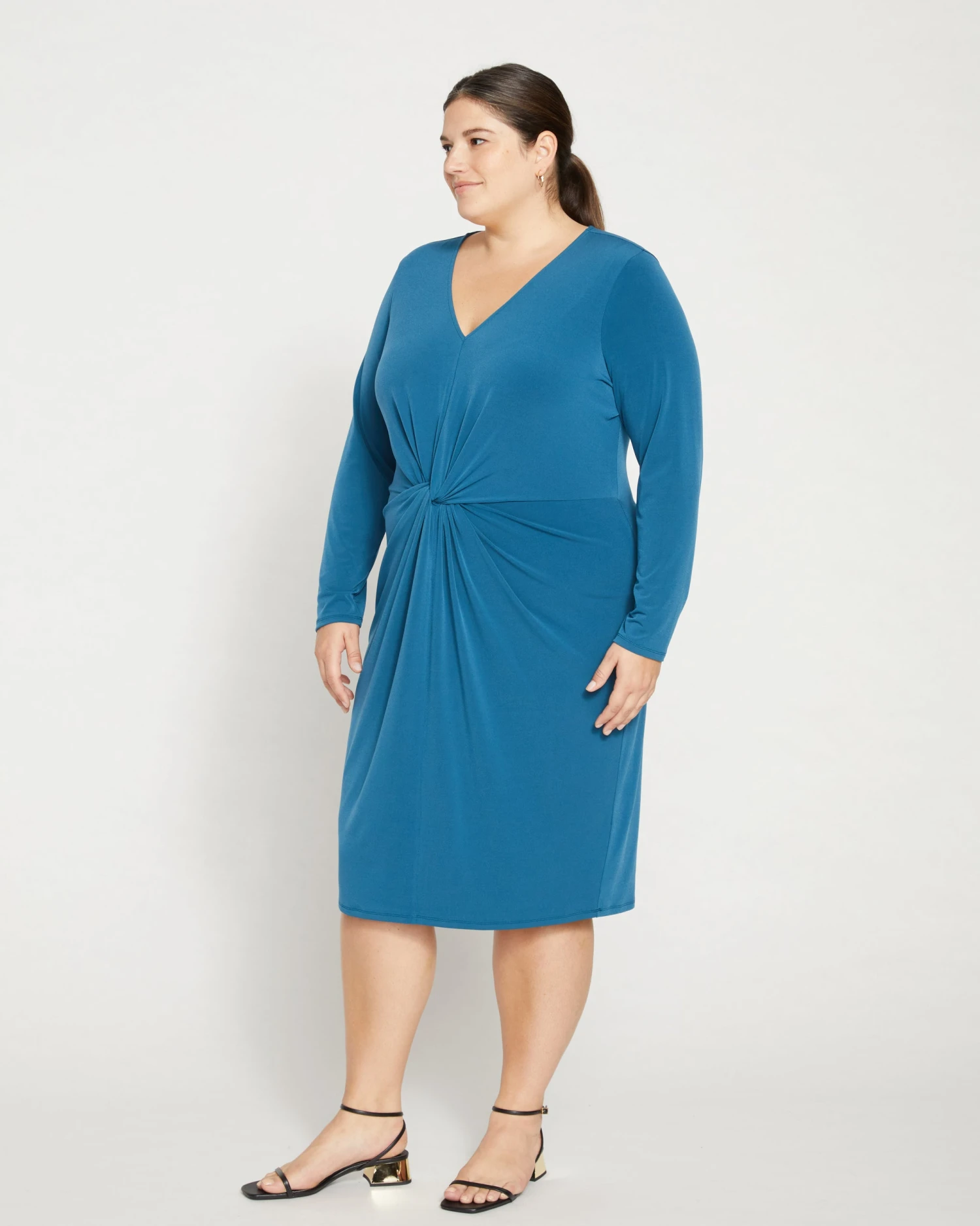 Velvety-Cool Jersey Twist Dress - Midnight Rain 3 Velvety-Cool Jersey Twist Dress - Midnight Rain - Image 3