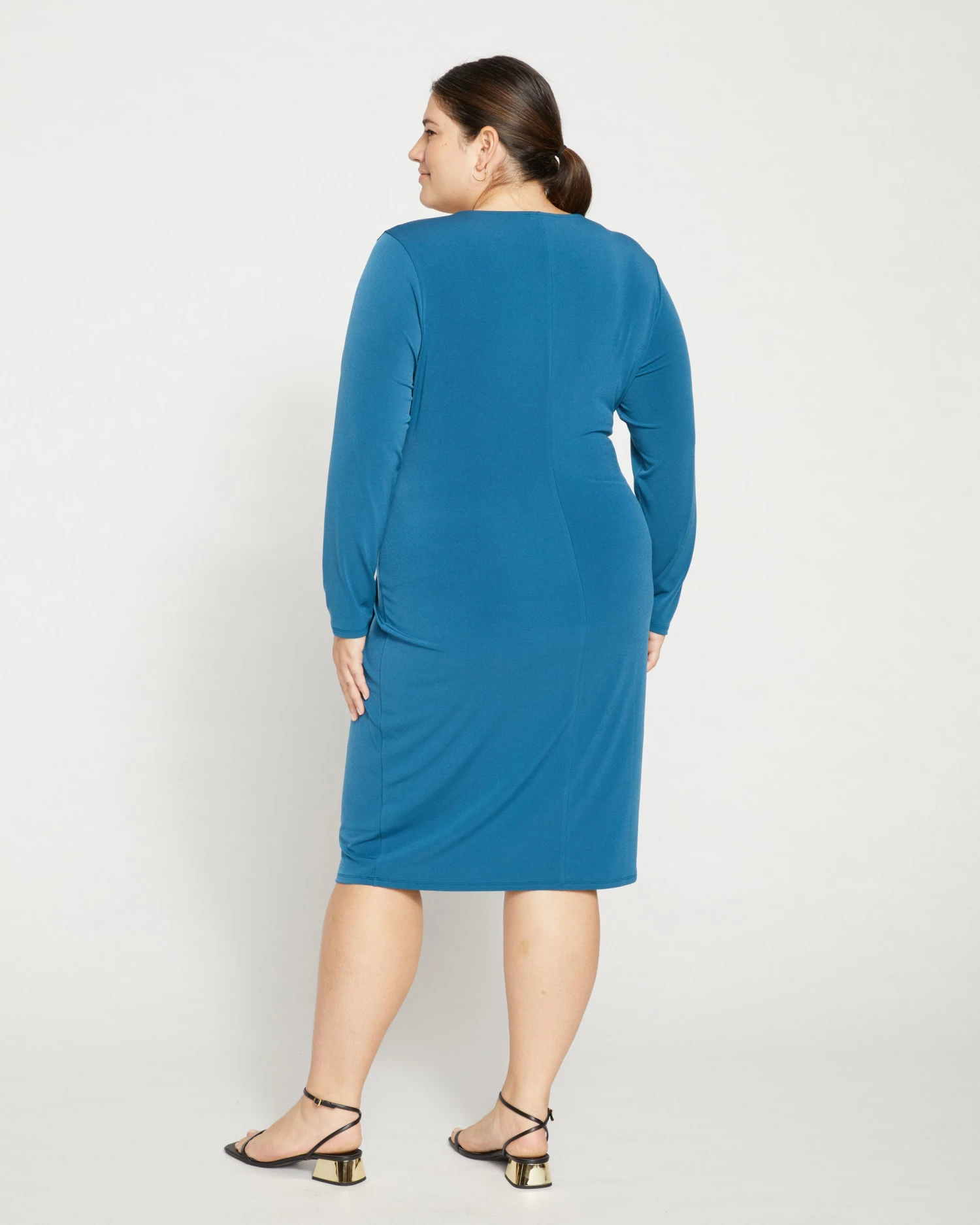 Velvety-Cool Jersey Twist Dress - Midnight Rain 4 Velvety-Cool Jersey Twist Dress - Midnight Rain - Image 4