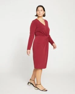 Velvety-Cool Jersey Twist Dress - Rioja -ChicLuxe Store Updated Plunge Dress Zinfandel USDR1517 577 003 020 2048x