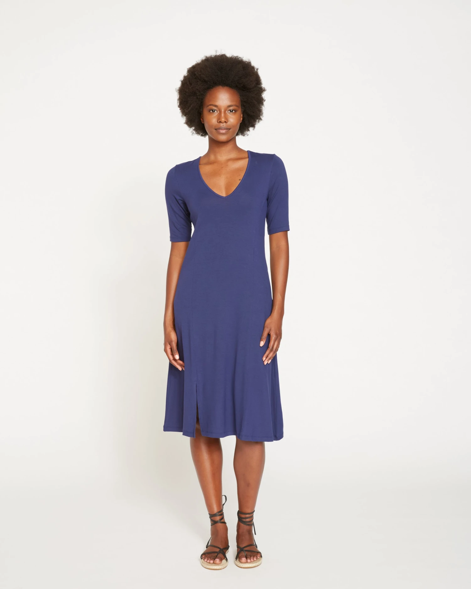 Poise V Neck Midi Dress - True Blue - Image 6