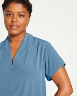 Better-Than-Silk V-Neck Top - Cornflower