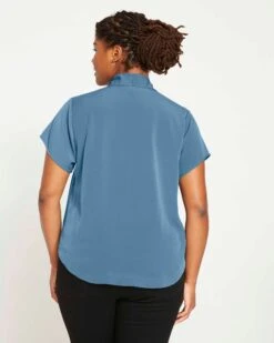 Better-Than-Silk V-Neck Top - Cornflower -ChicLuxe Store V Neck Top Stellar USTO1177 434 004 036 2048x