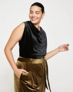 Waltz Velvet Cowl Tank Blouse - Black 7 Waltz Velvet Cowl Tank Blouse - Black -ChicLuxe Store Velvet Cowl Neck Top Black USTO1466B 001 003 024 2048x