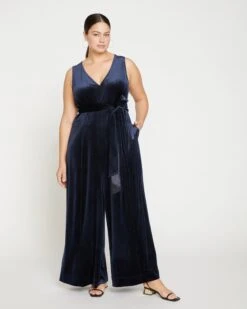 Midnight Velvet Jumpsuit - Moonstone Blue