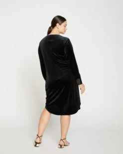 Garland Velvet Wrap Dress - Black -ChicLuxe Store Velvet Wrapped Shirtdress Black USDR1558 001 004 054 2048x
