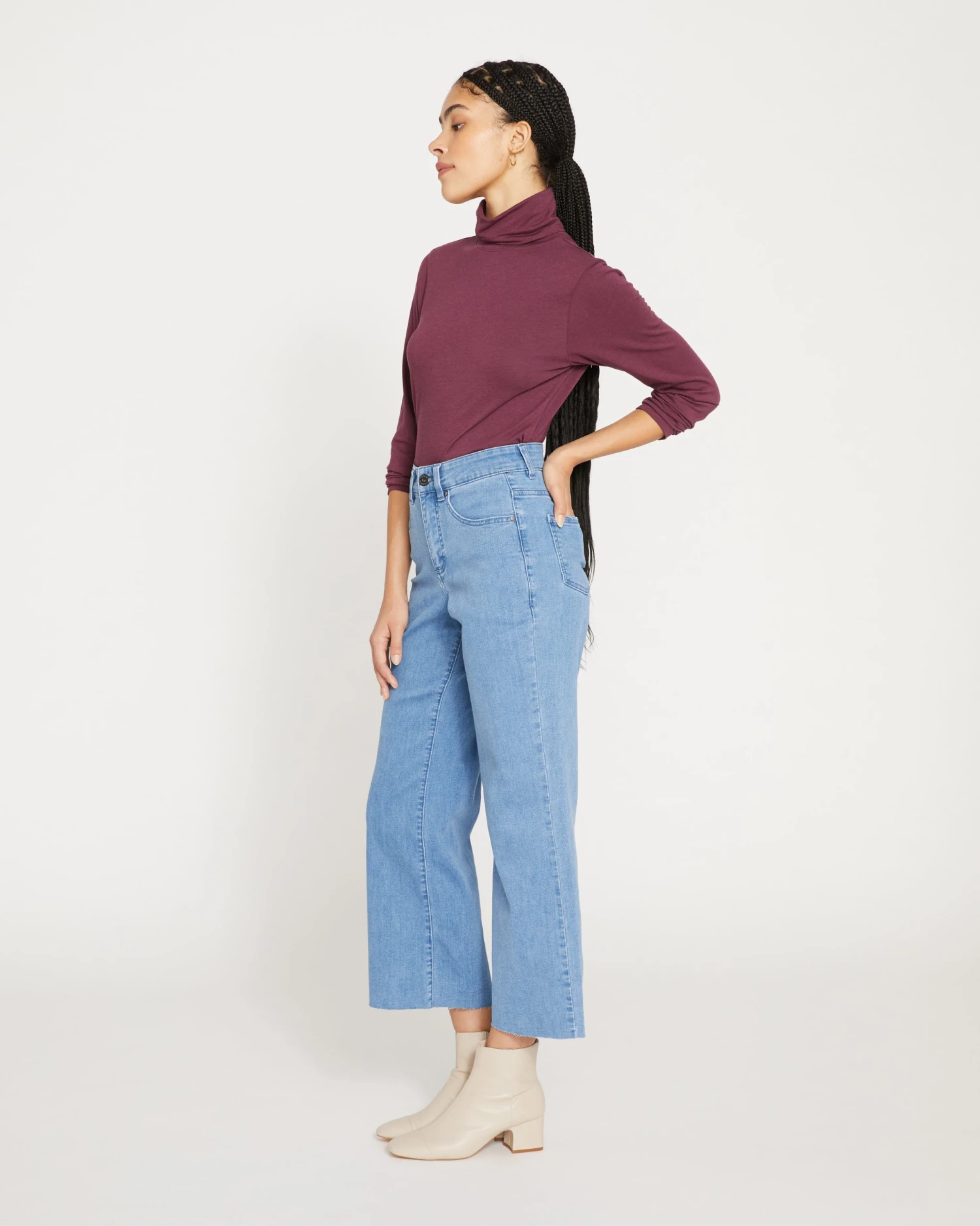 Jackie High Rise Cropped Jeans - California Blue Wash - Image 2
