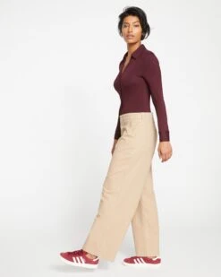 Carol High Rise Stretch Twill Pants - Khaki -ChicLuxe Store Wide Leg Pant Khaki USPA1307 102 003 016 2048x
