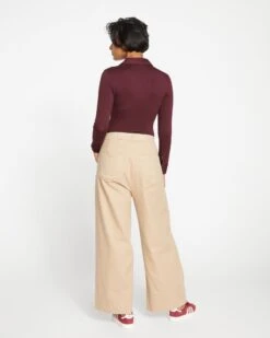 Carol High Rise Stretch Twill Pants - Khaki -ChicLuxe Store Wide Leg Pant Khaki USPA1307 102 004 024 2048x
