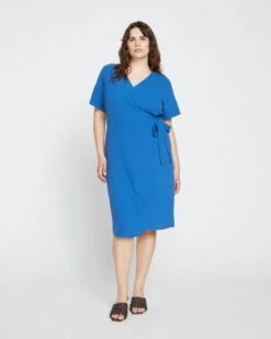 Twilight Crinkle Crepe Wrap Dress - Admiral Blue