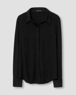 Elbe Popover Liquid Jersey Shirt Classic Fit - Black -ChicLuxe Store knit elbe shirt black USTO0391 001 2048x