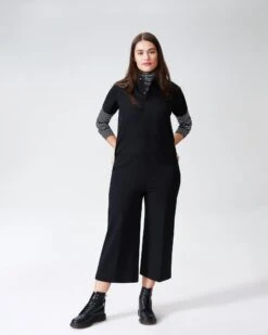 Kate Stretch Cotton Twill Jumpsuit - Black -ChicLuxe Store utility jumpsuit black USJS0402 0326 001 2048x